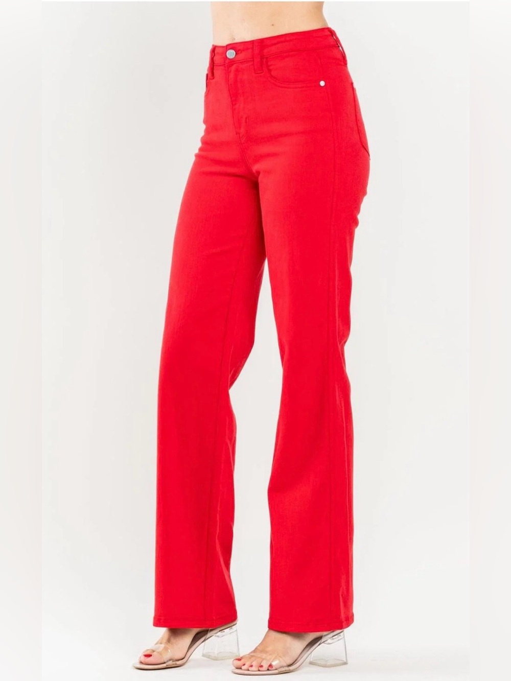 Judy Blue High Waist Red Garment Dyed 90s Straight Denim Jeans Size 7 28